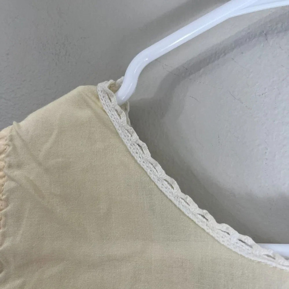 Vtg Womens Yellow Cream Night Dress Lace Front Tie Bow Pullover Sleeveless M/L - Picture 6 of 13